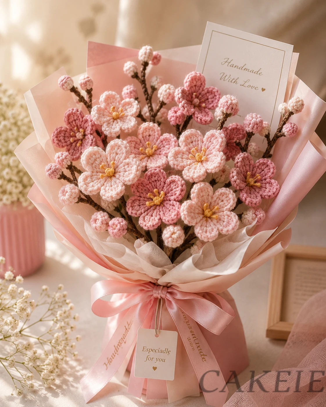 Order Online Crochet Cherry Blossom Bouquet - Cakeie